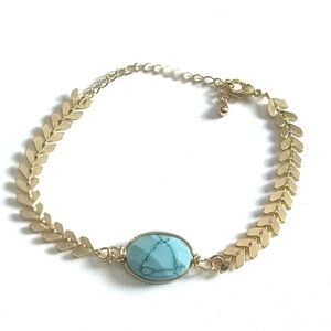 NWT Turquoise + Gold Arrowed Bracelet